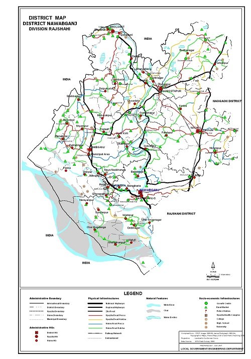 চাঁপাইনবাবগঞ্জ জেলার মানচিত্র